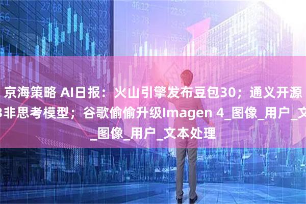 京海策略 AI日报:火山引擎发布豆包30;通义开源Qwen3非思考模型;谷歌偷偷升级Imagen 4_图像_用户_文本处理